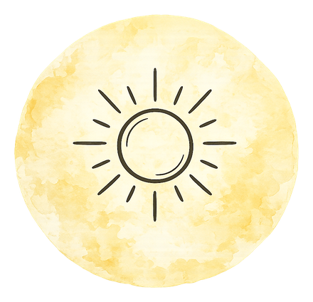 Watercolor illustration of a shining sun